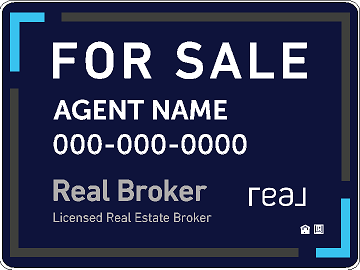 Real Broker 18"x24" For Sale Sign- Blue