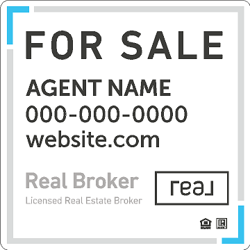 Real Broker 2x2 For Sale Sign-White