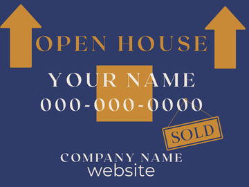 Custom Design Open House signs Straight Ahead WITH stands