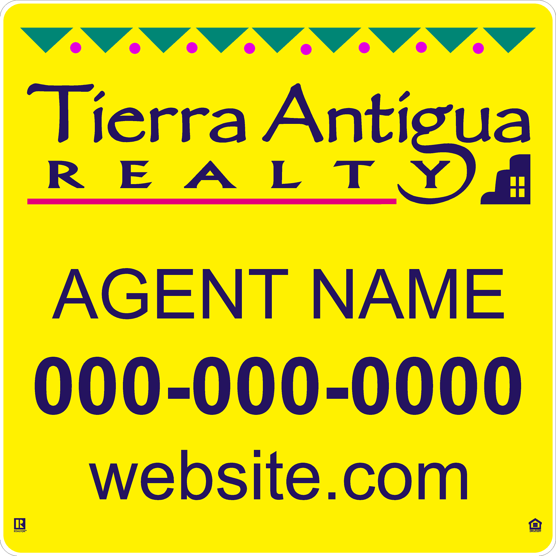 Tierra Antigua 2'x2' For Sale Signs - FULL YELLOW SIGN
