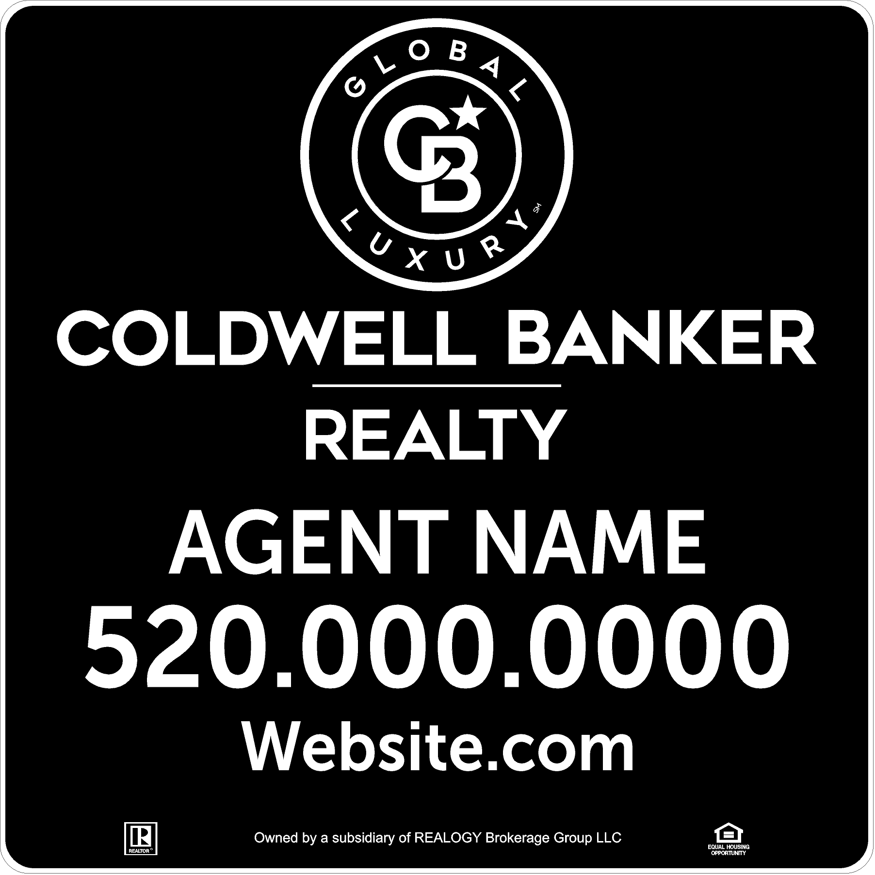 Coldwell Banker 2'x 2' Global Luxury For Sale Sign